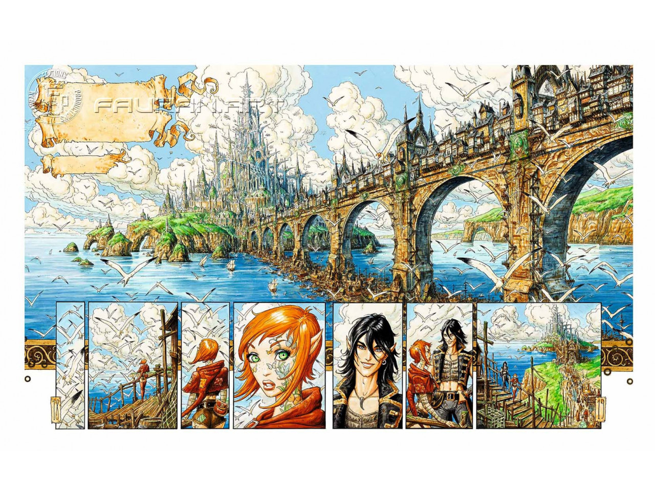 Tirage d'art de de la double page originale 18-19 de Wika et la fureur d'Obéron - Olivier LEDROIT